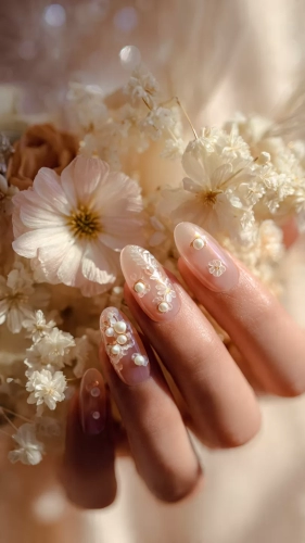 İzmir düğün fotoğrafçısı çekiminde gelin tırnak modelleri çiçeğini tutan gelinin zarif wedding nails ve pırlanta yüzük detayı.